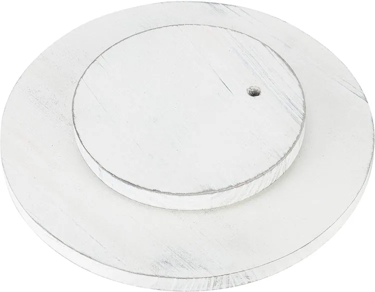 13-Inch Vintage White Wood Rotating Turntable, Lazy Susan Kitchen Accessory