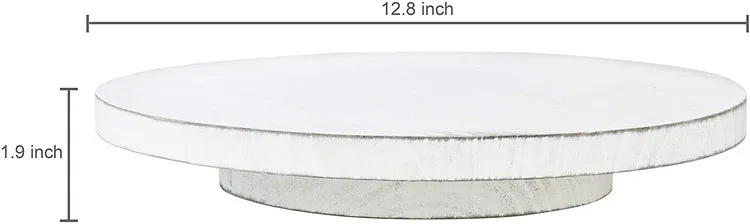 13-Inch Vintage White Wood Rotating Turntable, Lazy Susan Kitchen Accessory