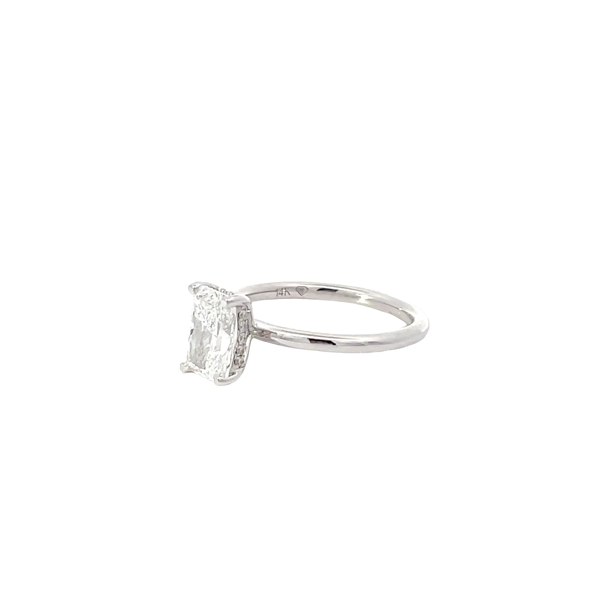 14 Karat White Gold Radiant Lab Grown Engagement Ring