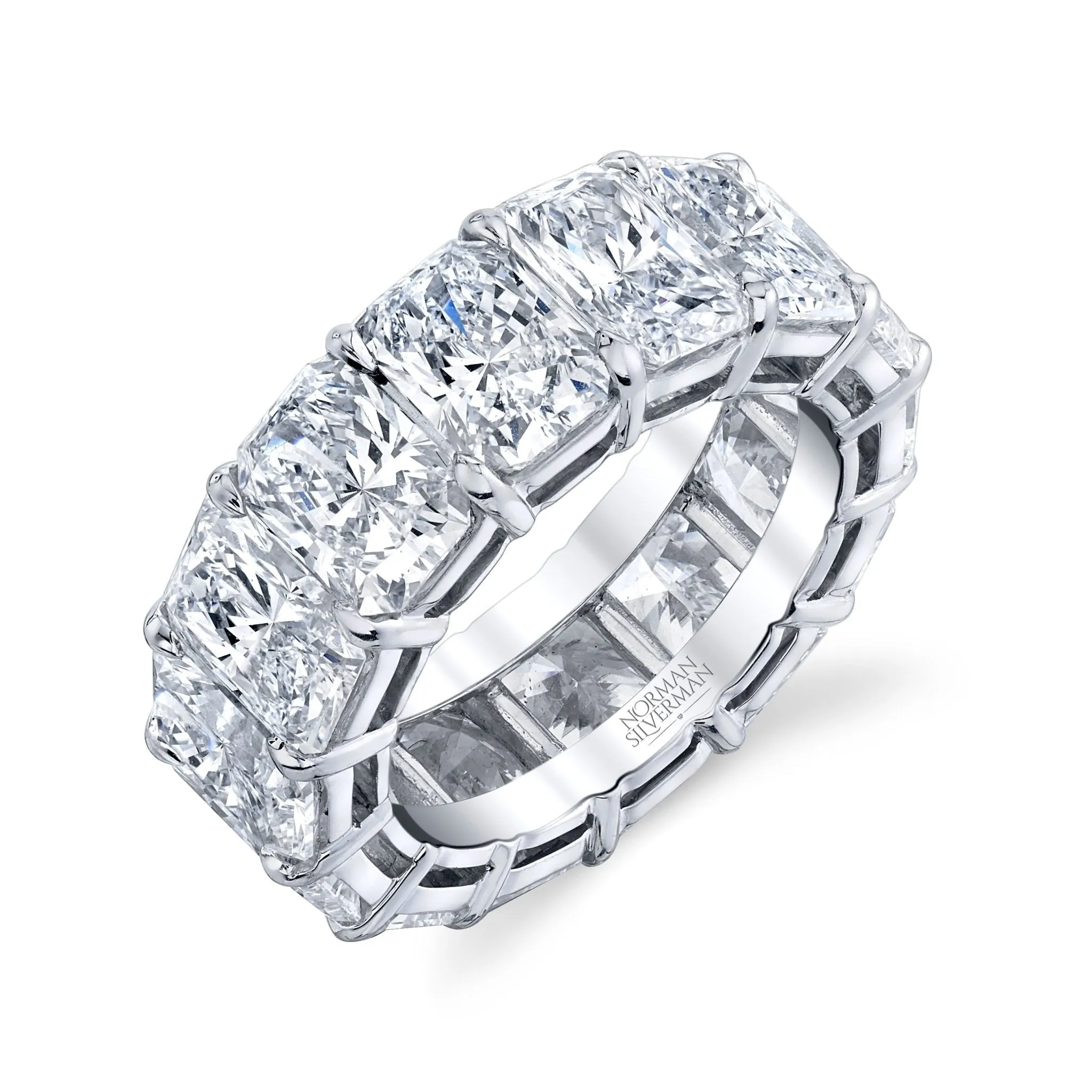 14.13 Carat Radiant Cut Diamond Platinum Eternity Band