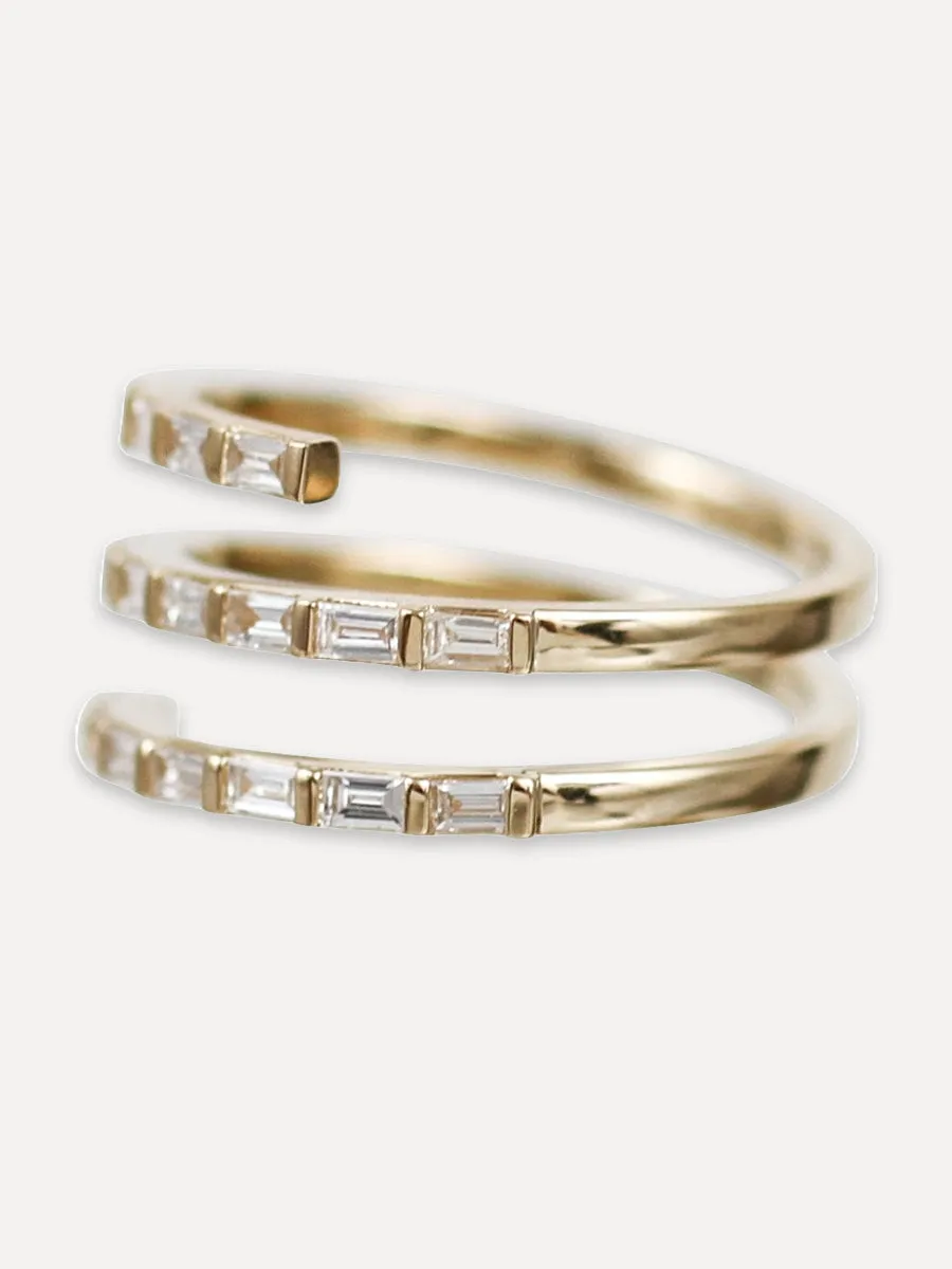 14K Coil Baguette Ring - Diamond