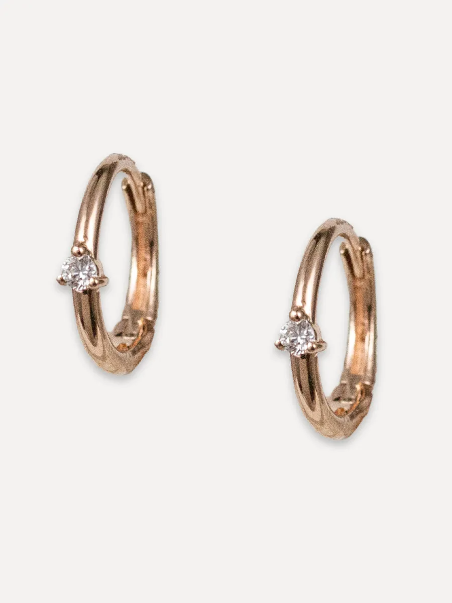 14K Diamond Huggie Hoops