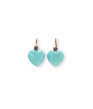 14k Gold Amor Earrings in Tanzanite & Amazonite