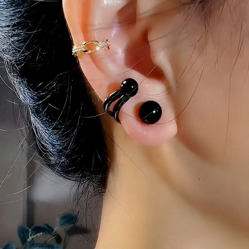 14K Gold-Plated Exquisite Black Pearl Stud Earrings