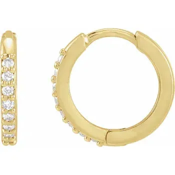 14K Natural Diamond Huggie Earrings