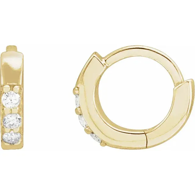 14K Natural Diamond Huggie Earrings