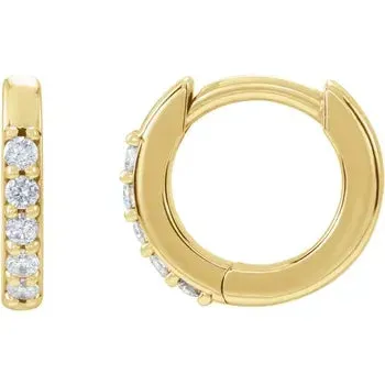 14K Natural Diamond Huggie Earrings