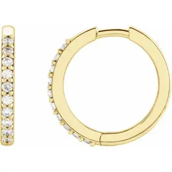 14K Natural Diamond Huggie Earrings