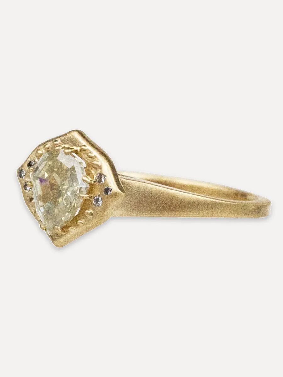 14K Rose Cut Lotus Ring - Diamond