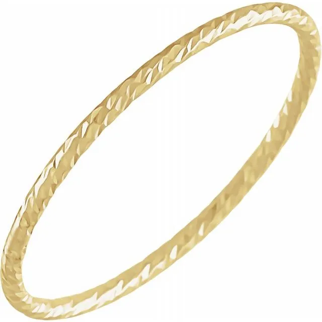 14K Yellow Stackable Ring Hammered