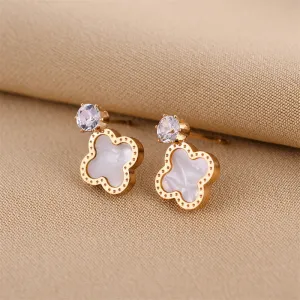 18K Gold Exquisite Four-leaf Clover Earrings