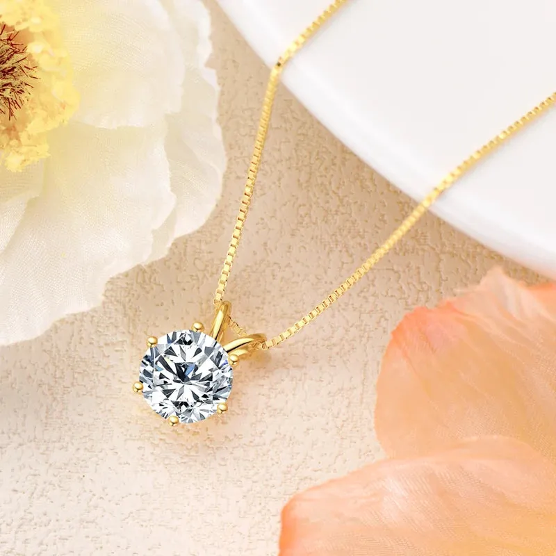 18K Gold Plated Jewelry Set Moissanite for Women  Real 925 Silver Stud Earrings Pendant Necklace