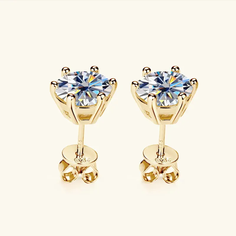 18K Gold Plated Jewelry Set Moissanite for Women  Real 925 Silver Stud Earrings Pendant Necklace