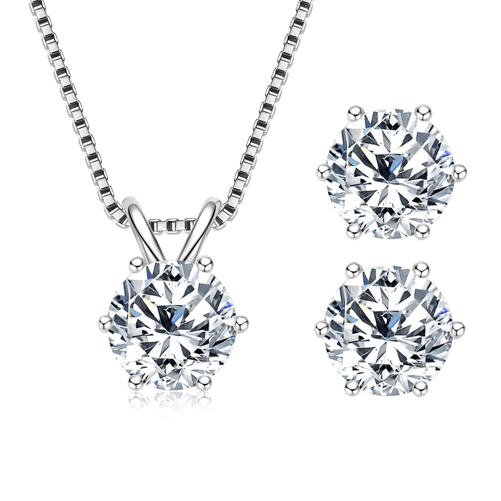18K Gold Plated Jewelry Set Moissanite for Women  Real 925 Silver Stud Earrings Pendant Necklace
