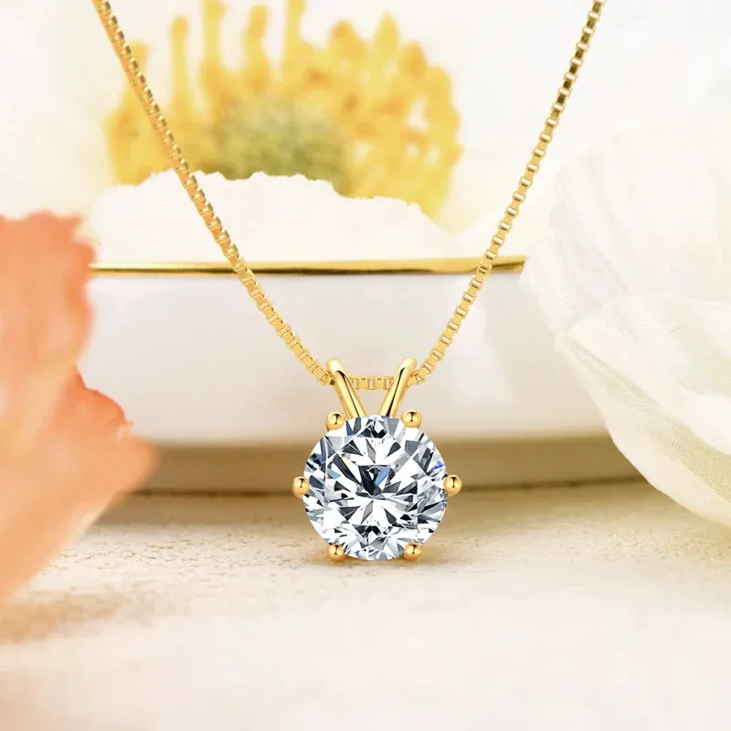 18K Gold Plated Jewelry Set Moissanite for Women  Real 925 Silver Stud Earrings Pendant Necklace
