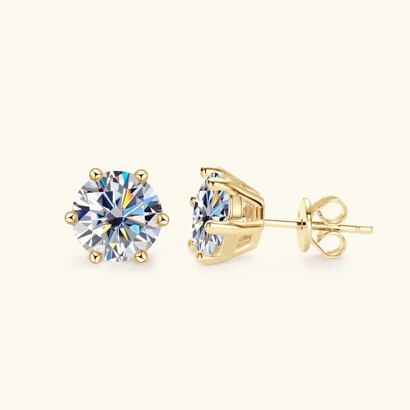 18K Gold Plated Jewelry Set Moissanite for Women  Real 925 Silver Stud Earrings Pendant Necklace