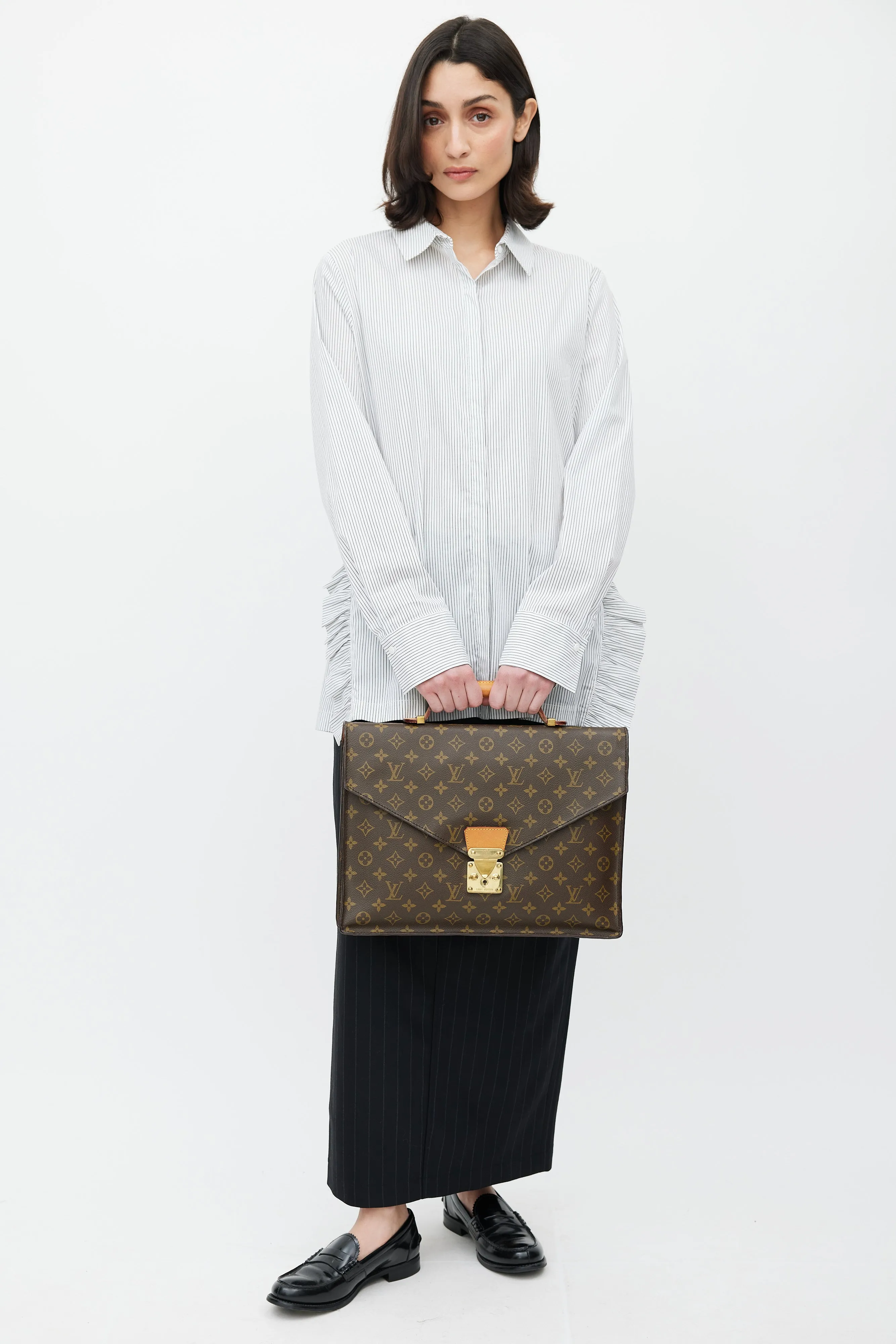 1980s Brown Serviette Conseiller Monogram Briefcase