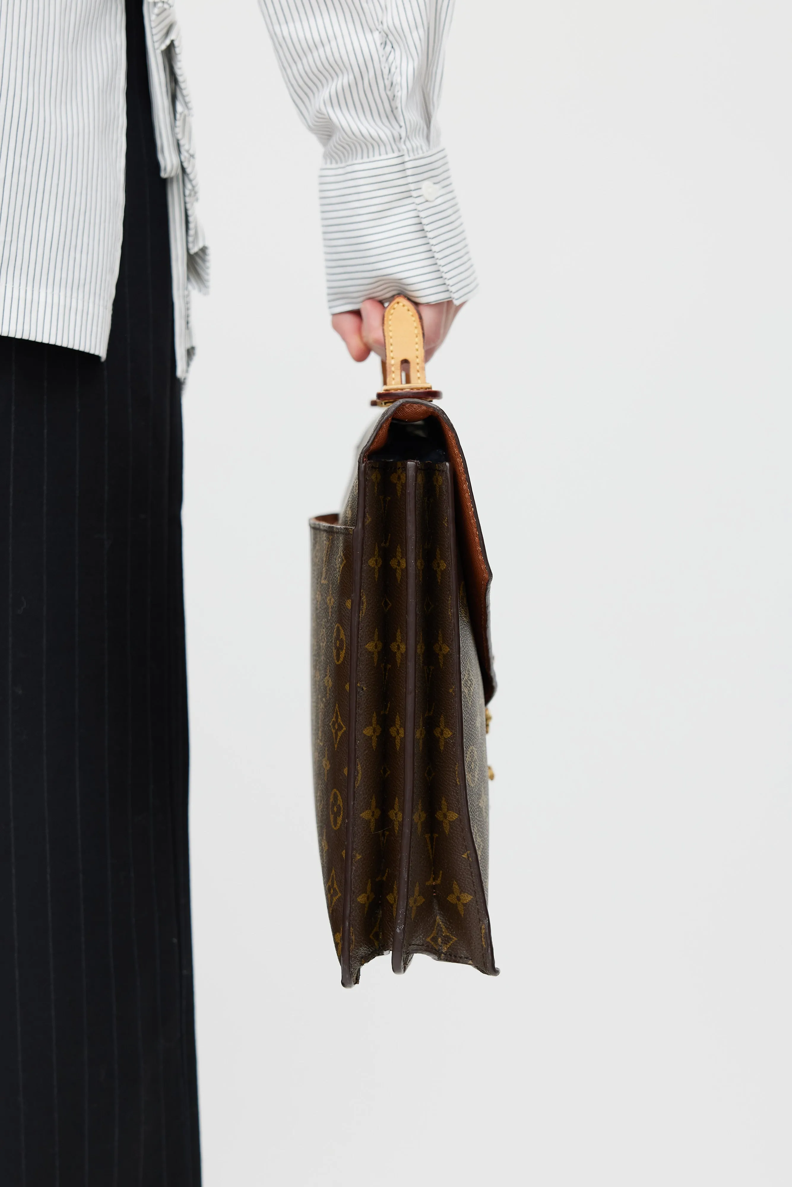 1980s Brown Serviette Conseiller Monogram Briefcase