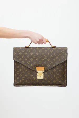 1980s Brown Serviette Conseiller Monogram Briefcase