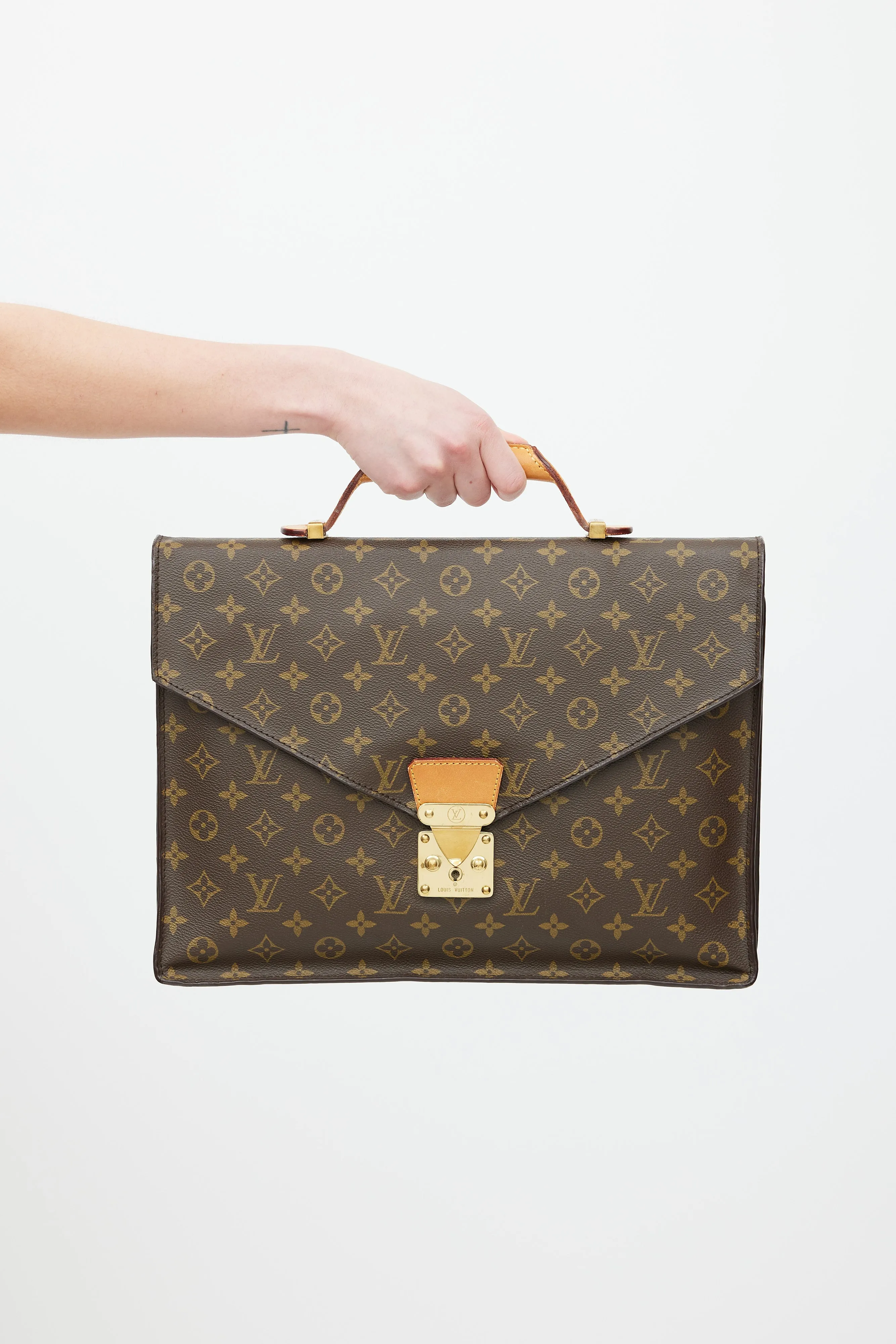 1980s Brown Serviette Conseiller Monogram Briefcase