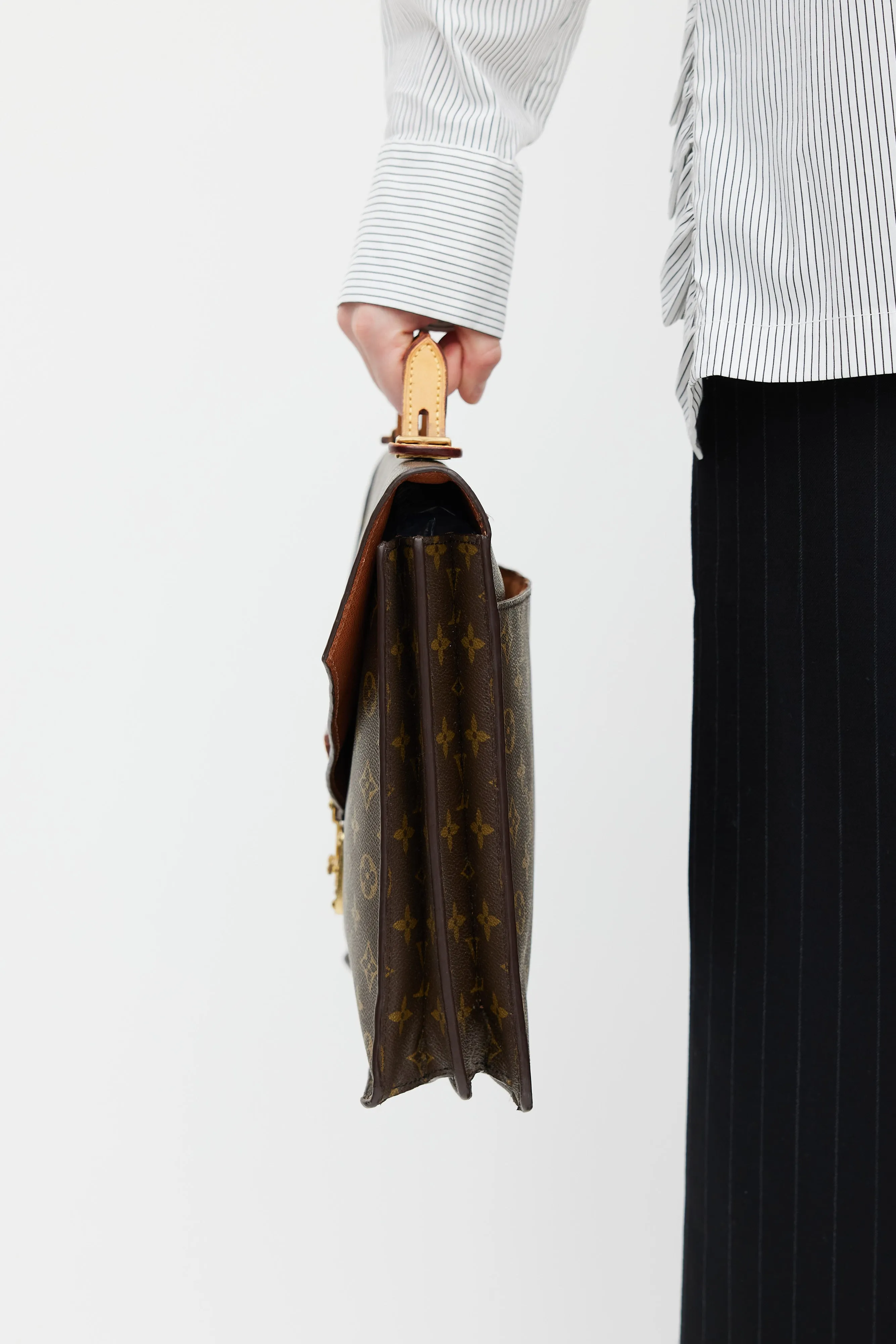 1980s Brown Serviette Conseiller Monogram Briefcase