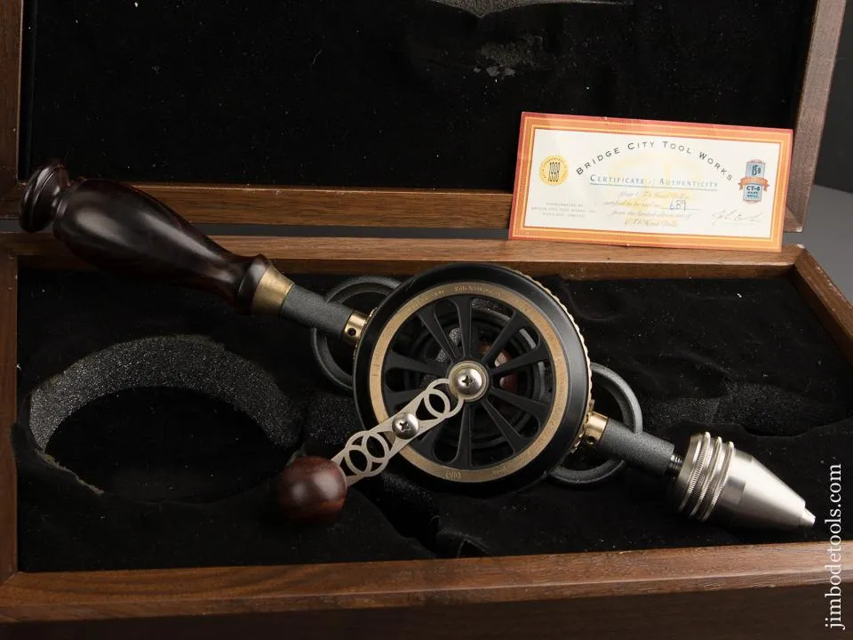 1998 BRIDGE CITY TOOL WORKS CT-6 Hand Drill in Original Walnut Presentation Box - 87385