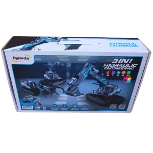 3-in-1 Hydraulic Engineering Excavator Toy Set - DIY Construction Kit for Kids Ages 8 