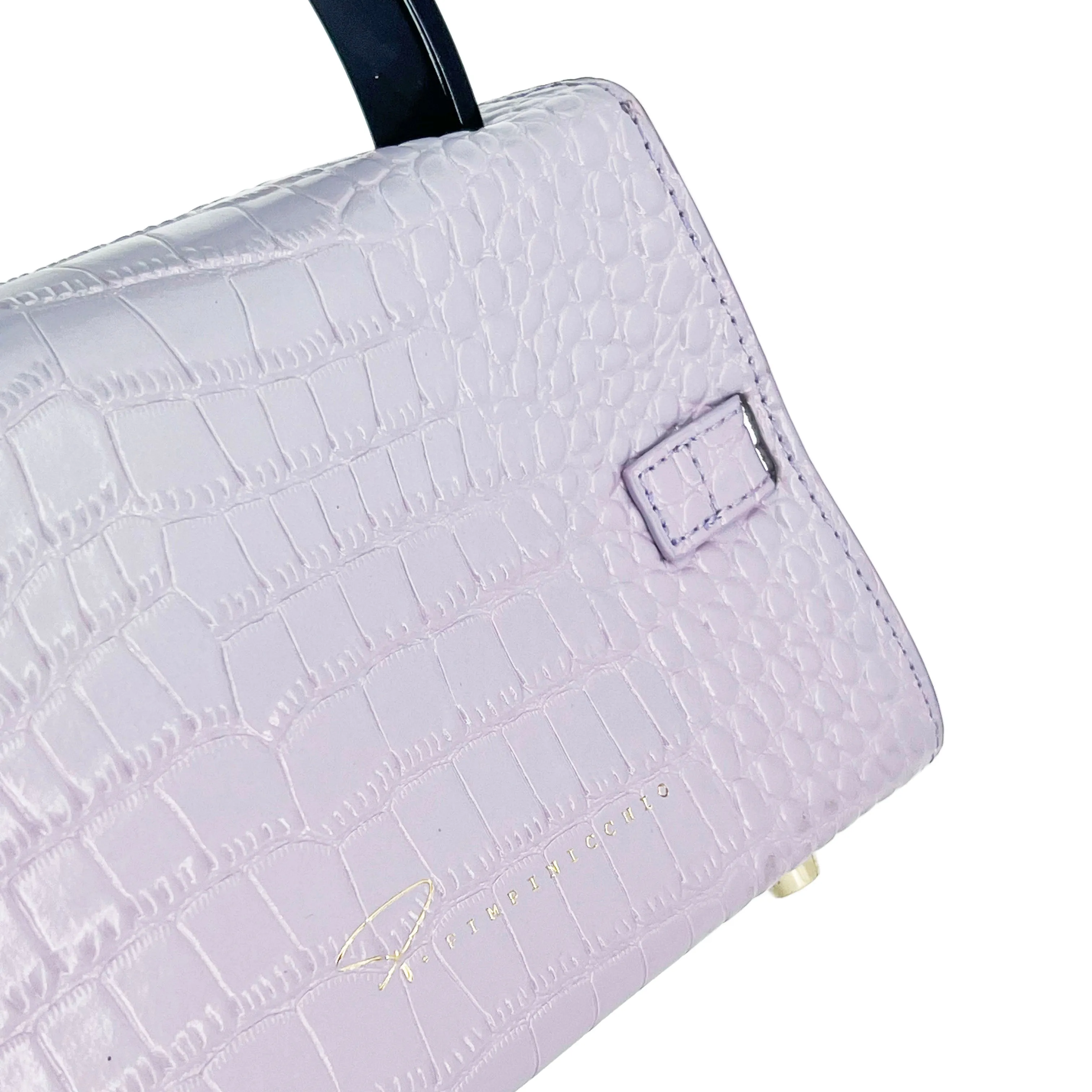 301W STUDDED SIGNATURE HANDLE BAG IN BLACK