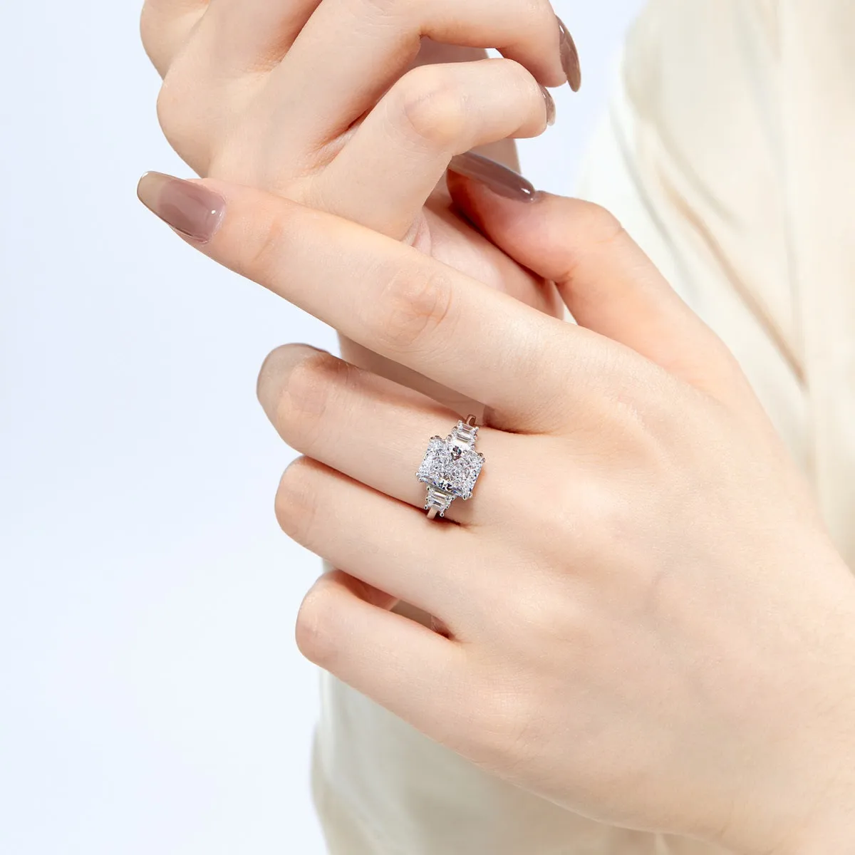 5 Carat TW Five Stone Radiant Cut Engagement Ring