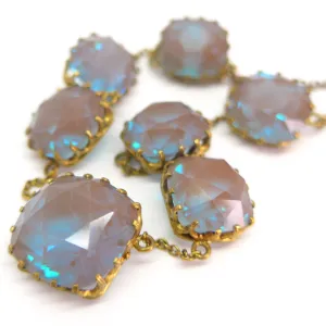 Antique Edwardian Art Deco Saphiret Cushion Cut Glass Necklace