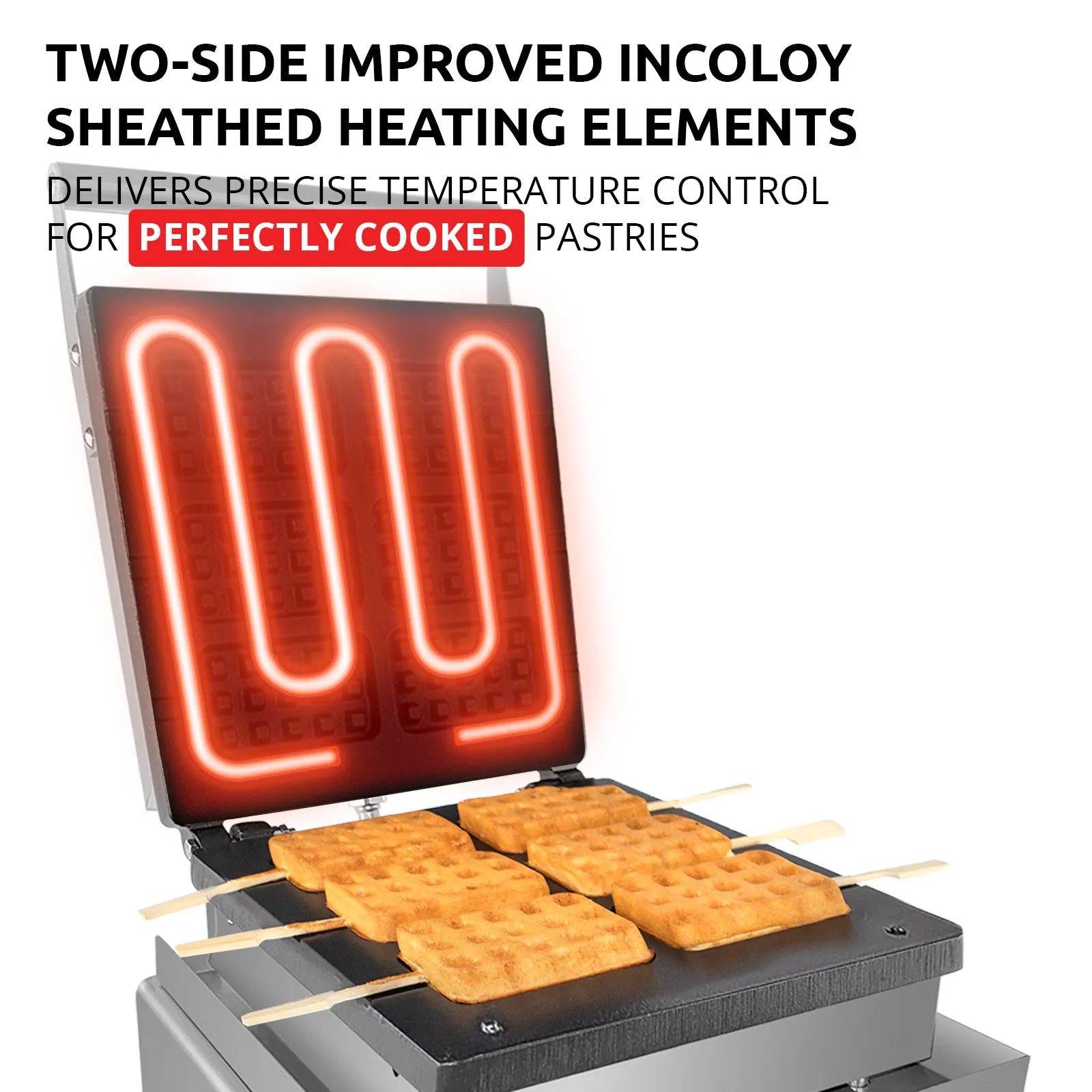 AP-506 Rectangular Waffle Iron | Press Type | 6 Belgium Waffles | Stainless Steel | Nonstick