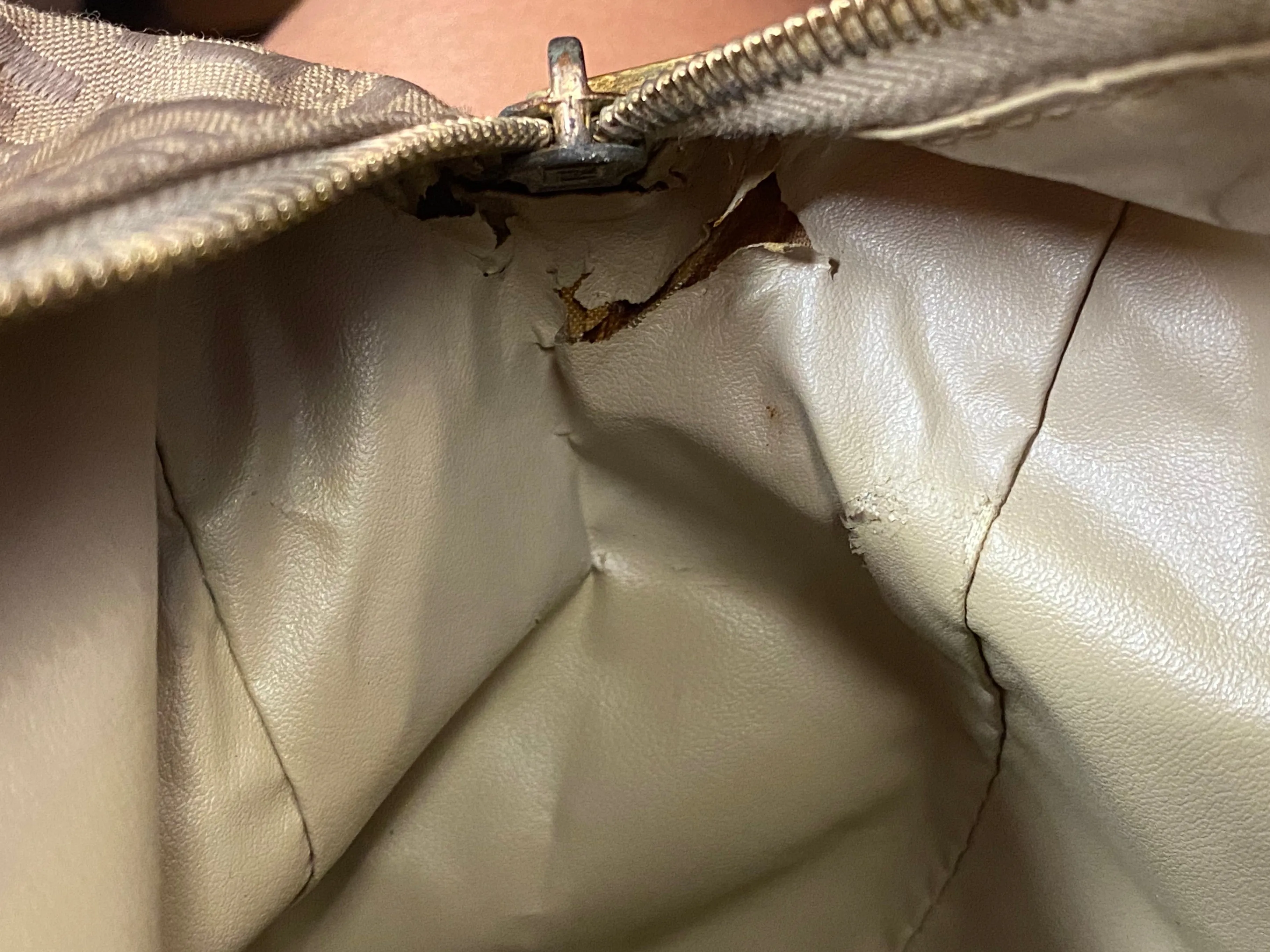 Authentic Fendi Beige Zucchino Canvas Mini Handbag