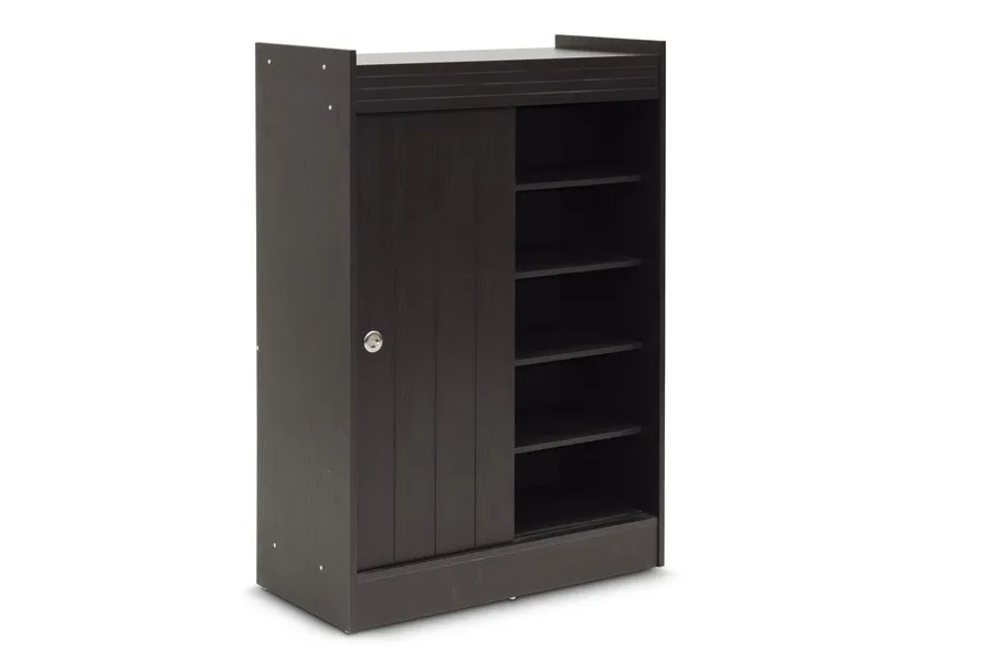 Baxton Studio Espresso Shoe-Rack Cabinet - Organize Your Shoe Collection with Style