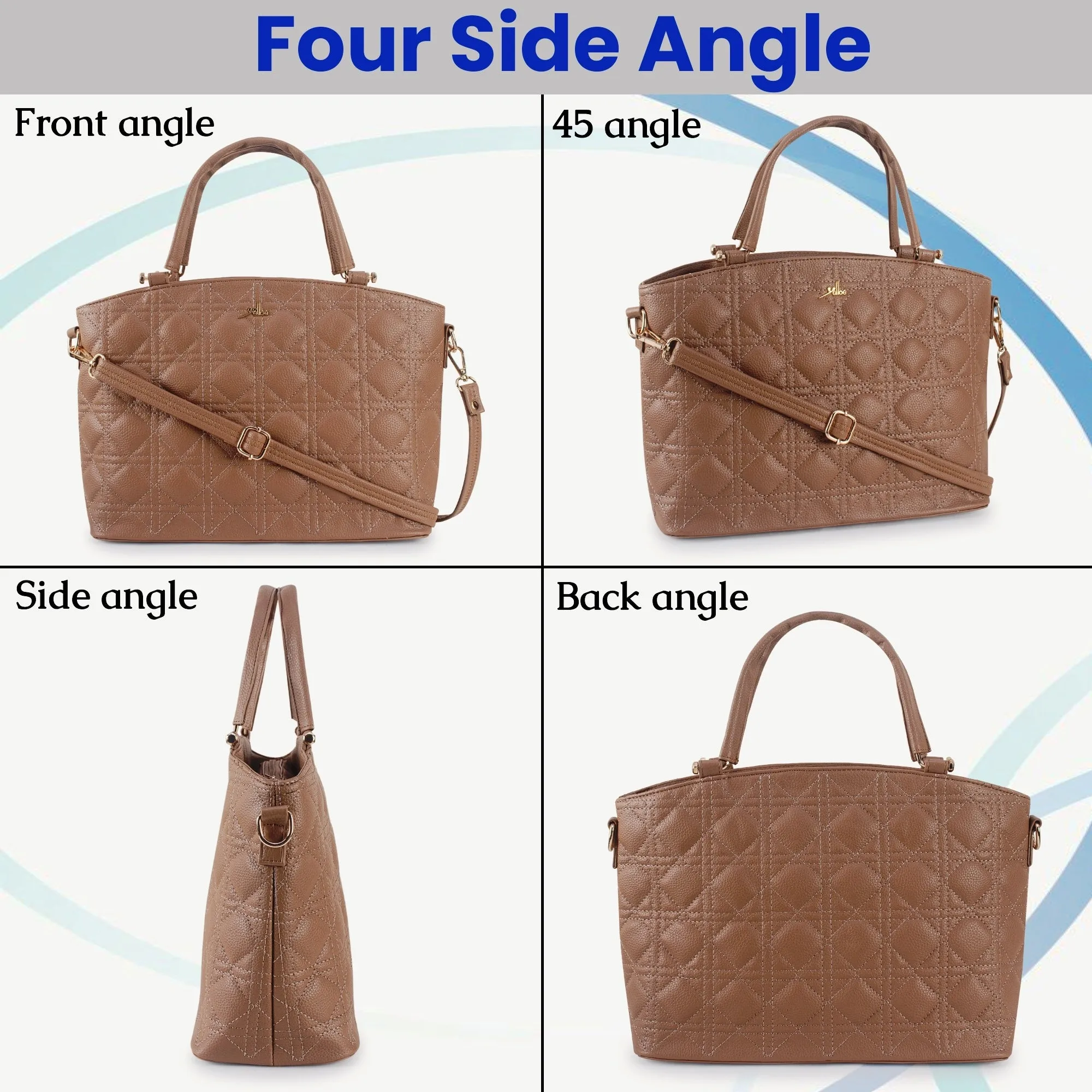 Beige Spacious Quilted Hand Bag