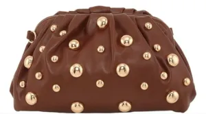 BROWN STUDDED CROSSBODY BAG