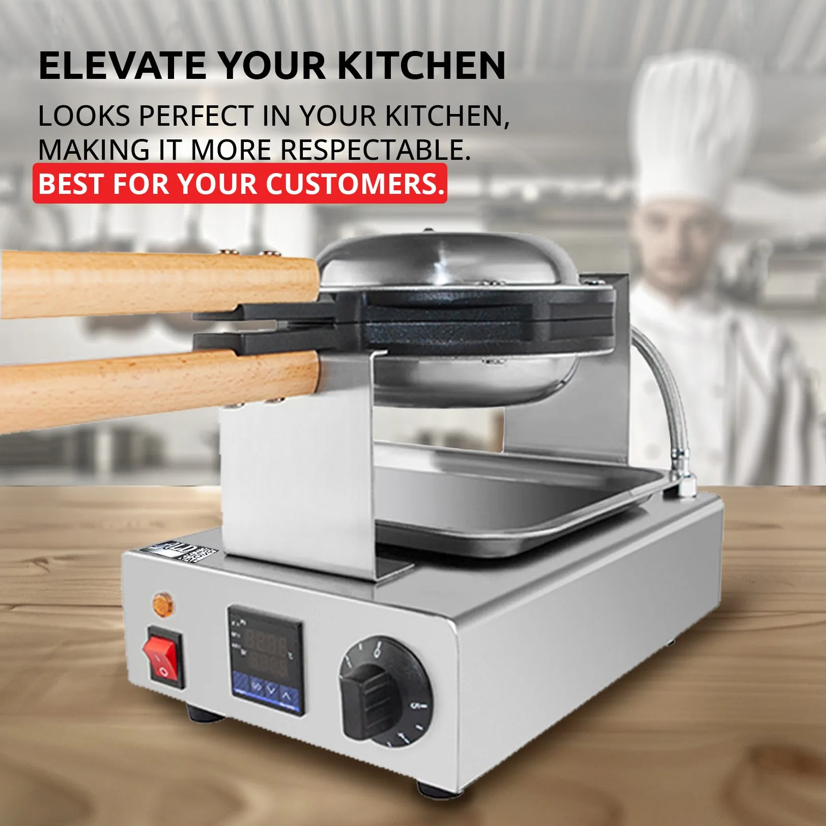 Bubble Waffle Maker Machine | Egg Waffle Iron | Professional Rotated Machine | Improved Digital & Manual Thermostat