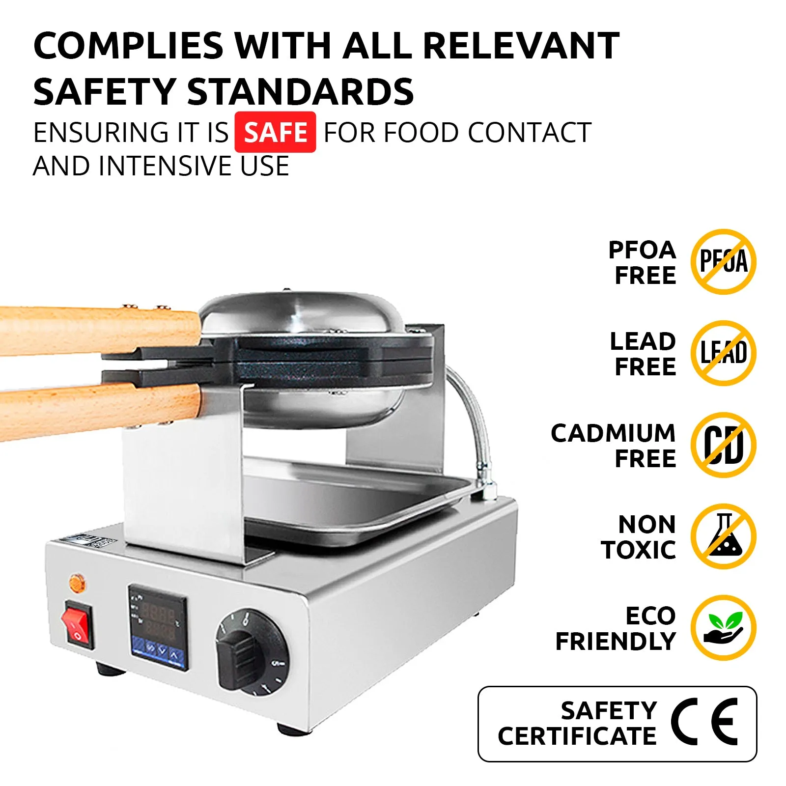 Bubble Waffle Maker Machine | Egg Waffle Iron | Professional Rotated Machine | Improved Digital & Manual Thermostat