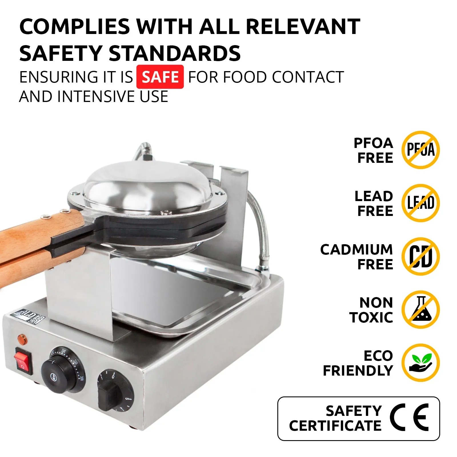Bubble Waffle Maker Machine | Egg Waffle Iron | Professional Rotated Machine | Improved Digital & Manual Thermostat