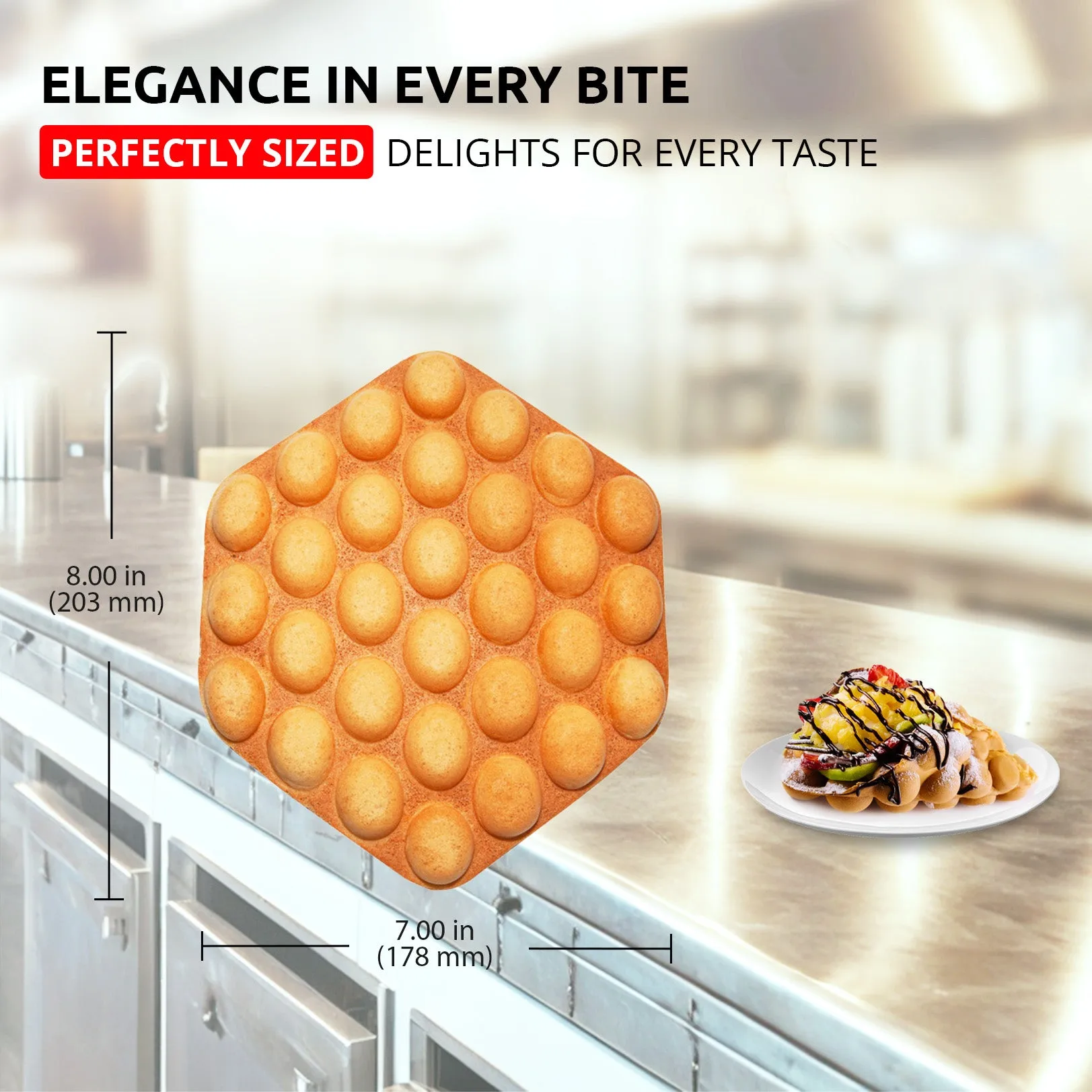 Bubble Waffle Maker Machine | Egg Waffle Iron | Professional Rotated Machine | Improved Digital & Manual Thermostat