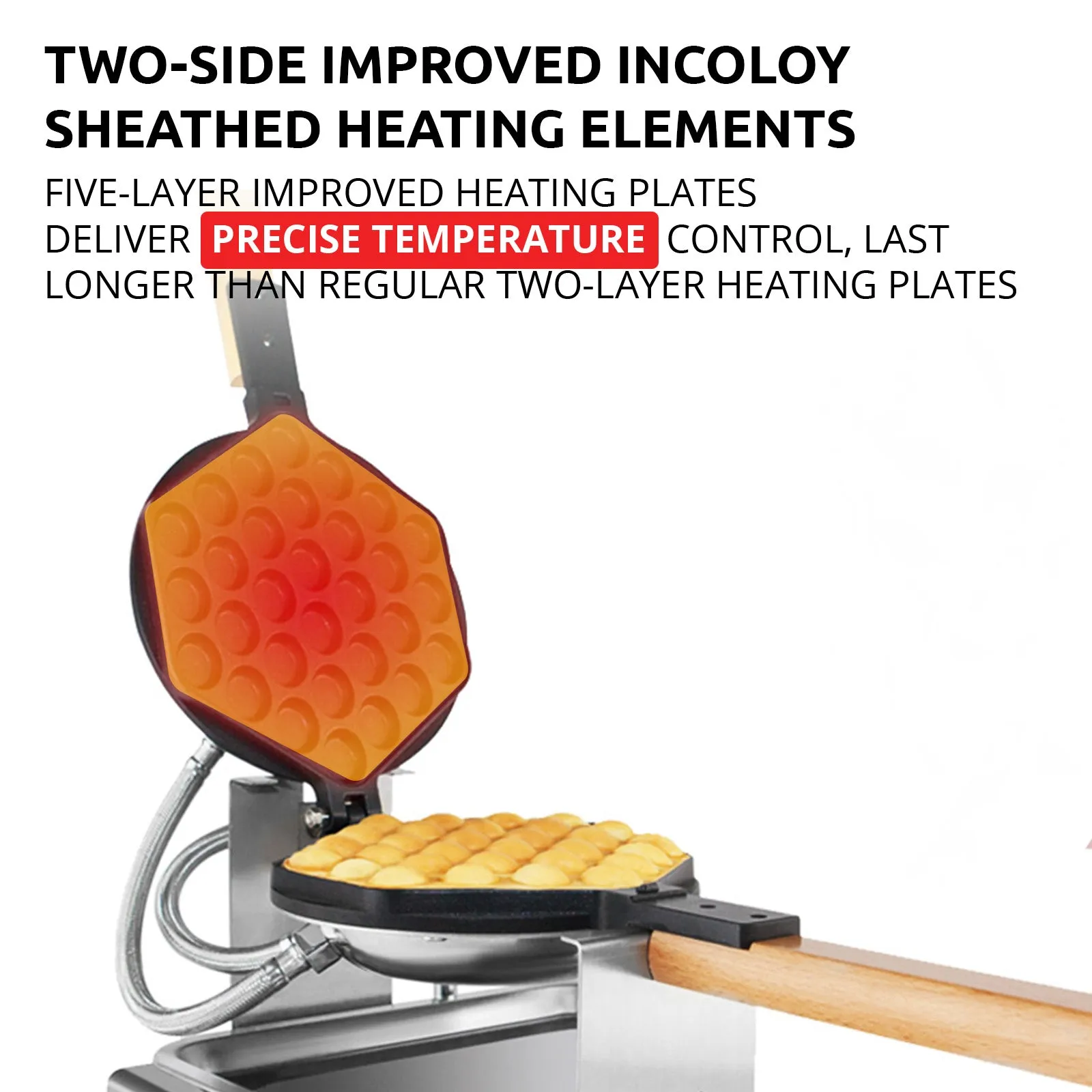 Bubble Waffle Maker Machine | Egg Waffle Iron | Professional Rotated Machine | Improved Digital & Manual Thermostat