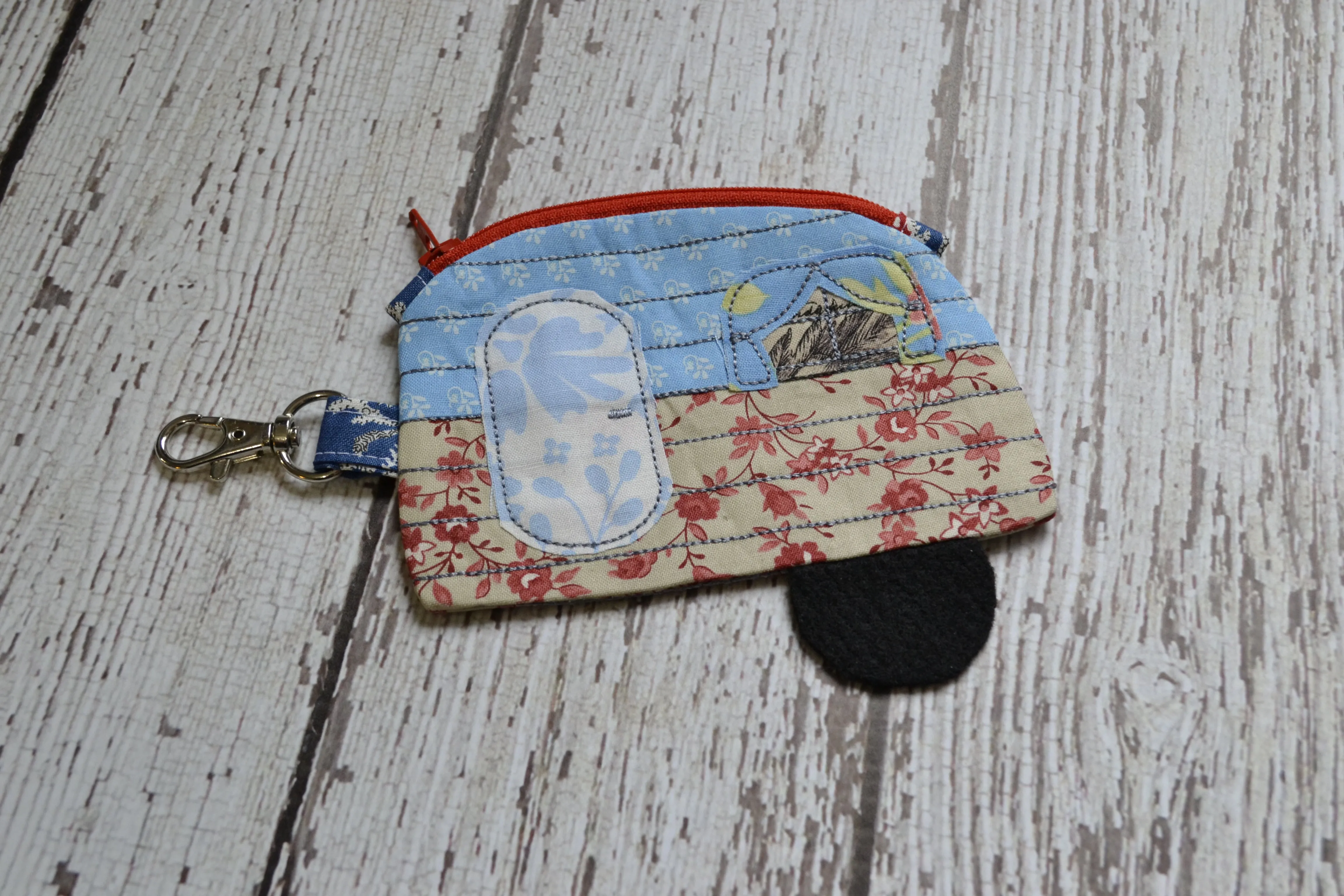 Camper Shaped Coin Purse -Re-Purposed Fabric - Group B - (3)