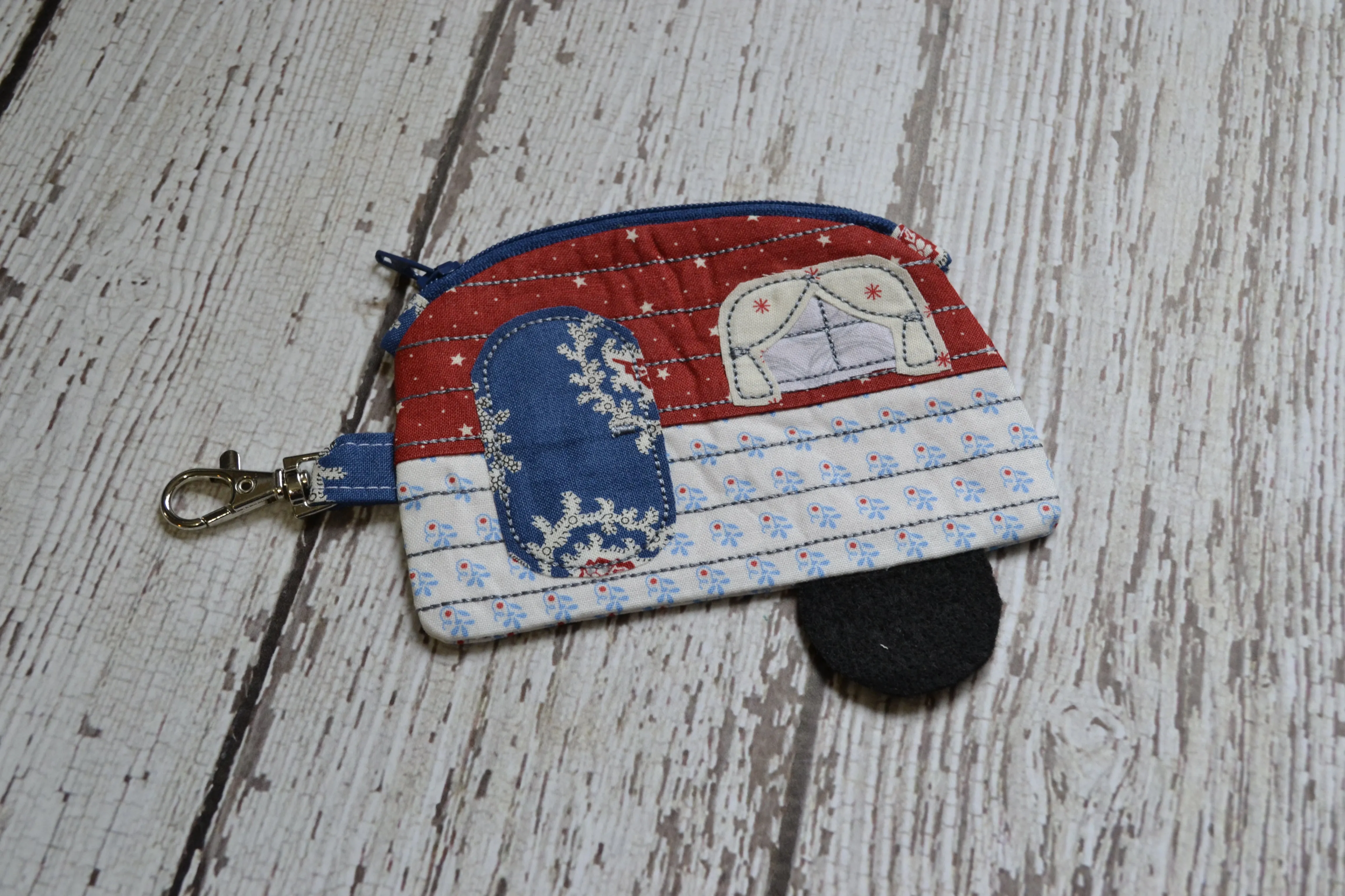 Camper Shaped Coin Purse -Re-Purposed Fabric - Group B - (3)