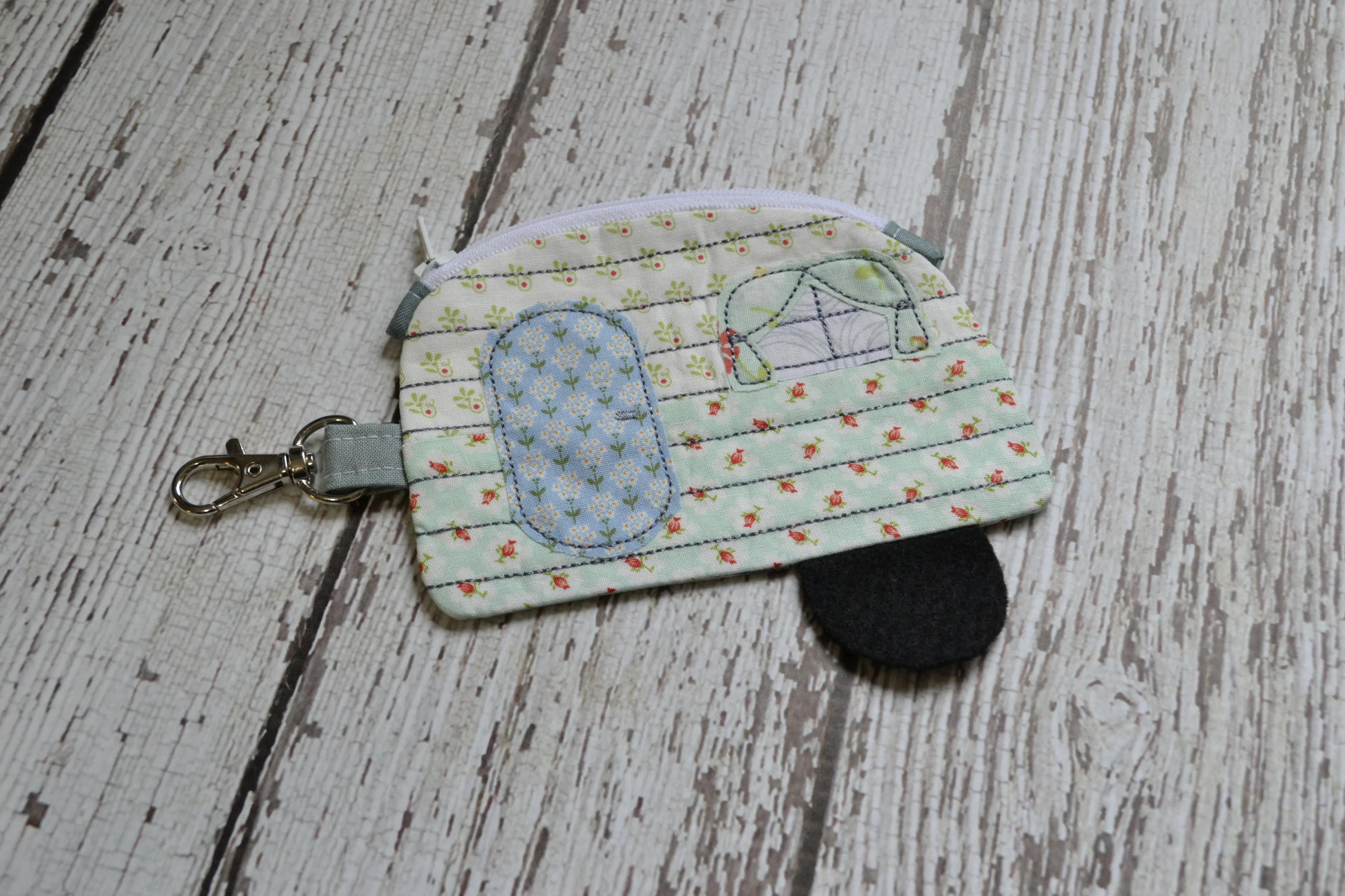 Camper Shaped Coin Purse -Re-Purposed Fabric - Group B - (3)