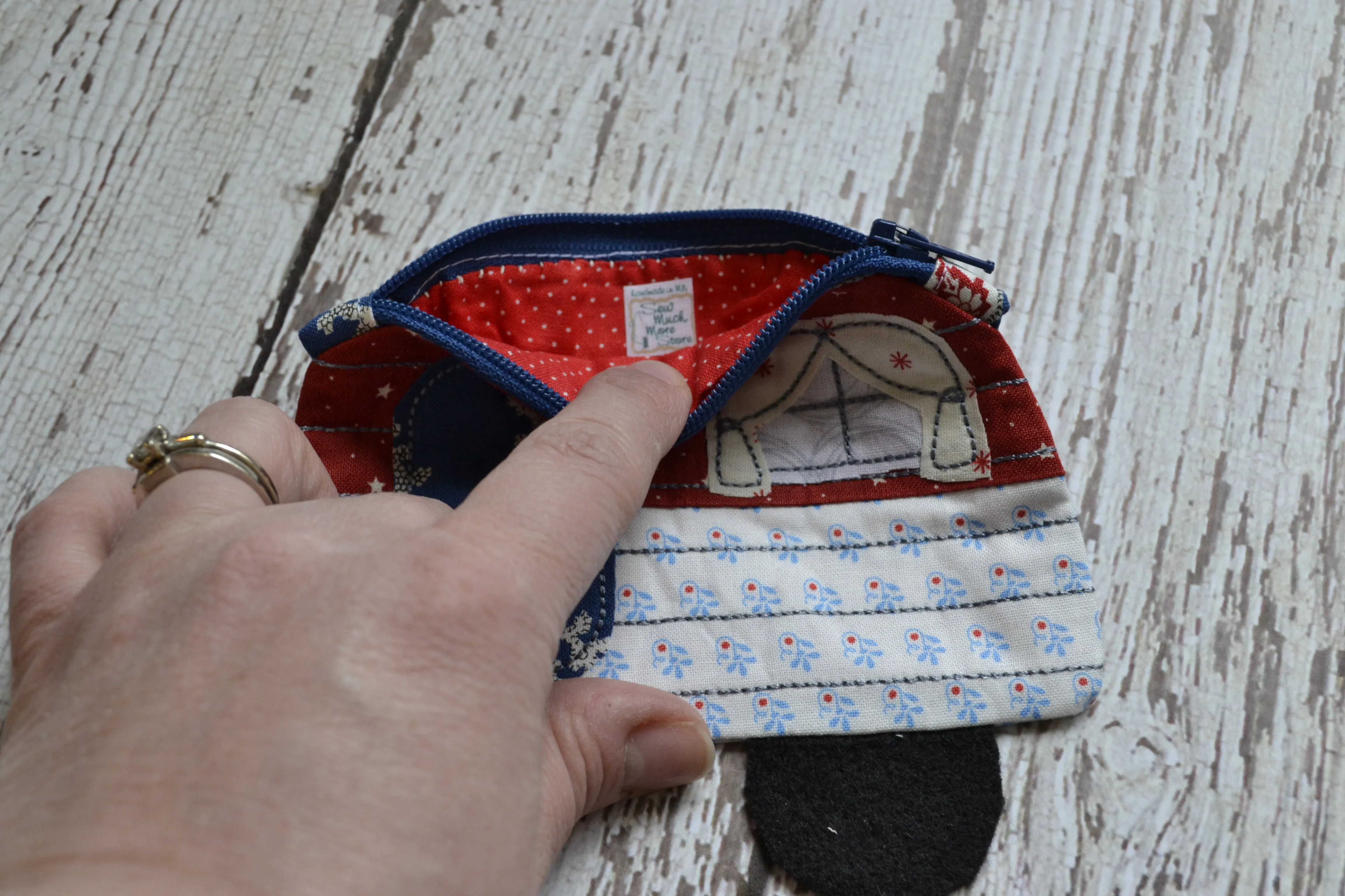 Camper Shaped Coin Purse -Re-Purposed Fabric - Group B - (3)