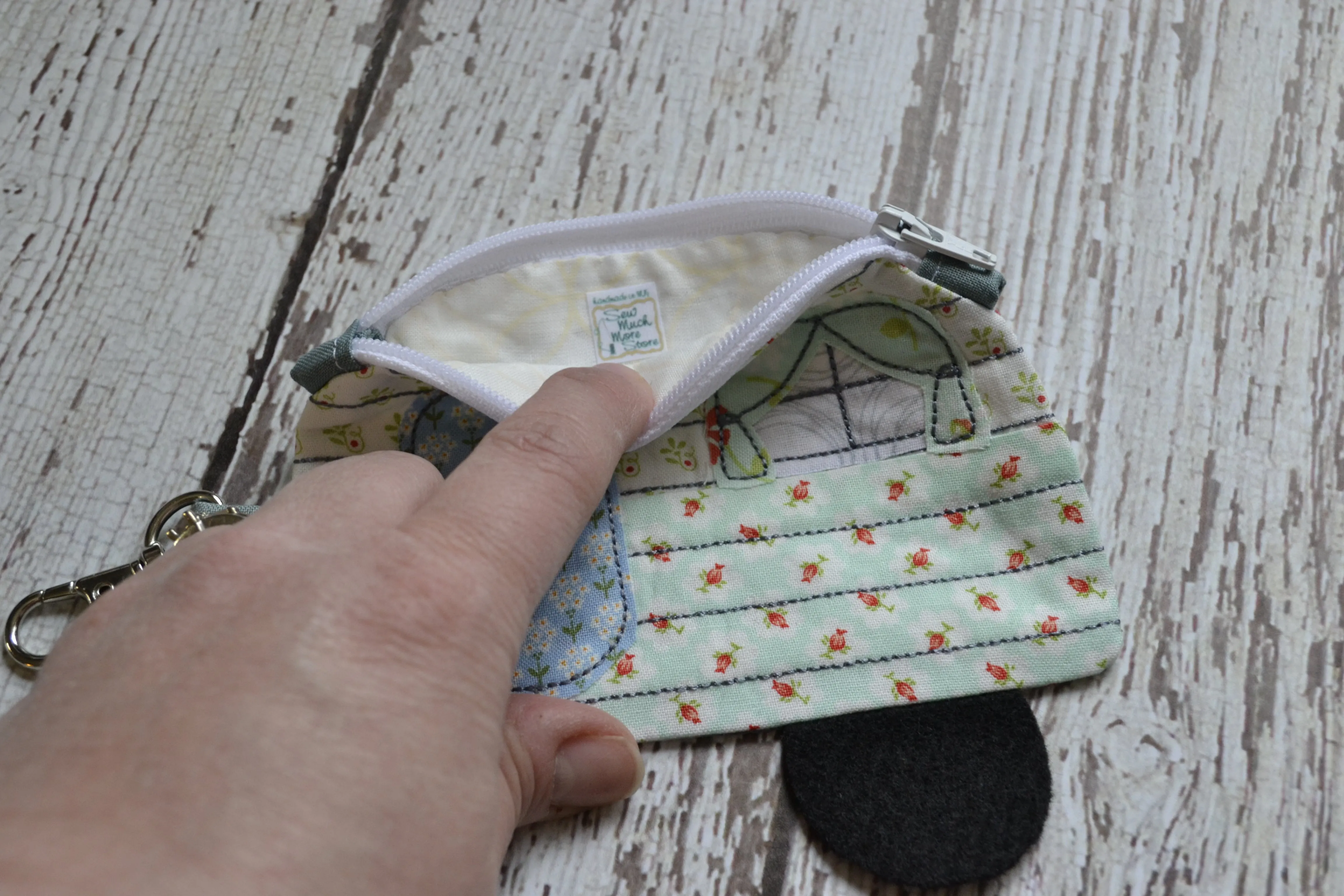 Camper Shaped Coin Purse -Re-Purposed Fabric - Group B - (3)