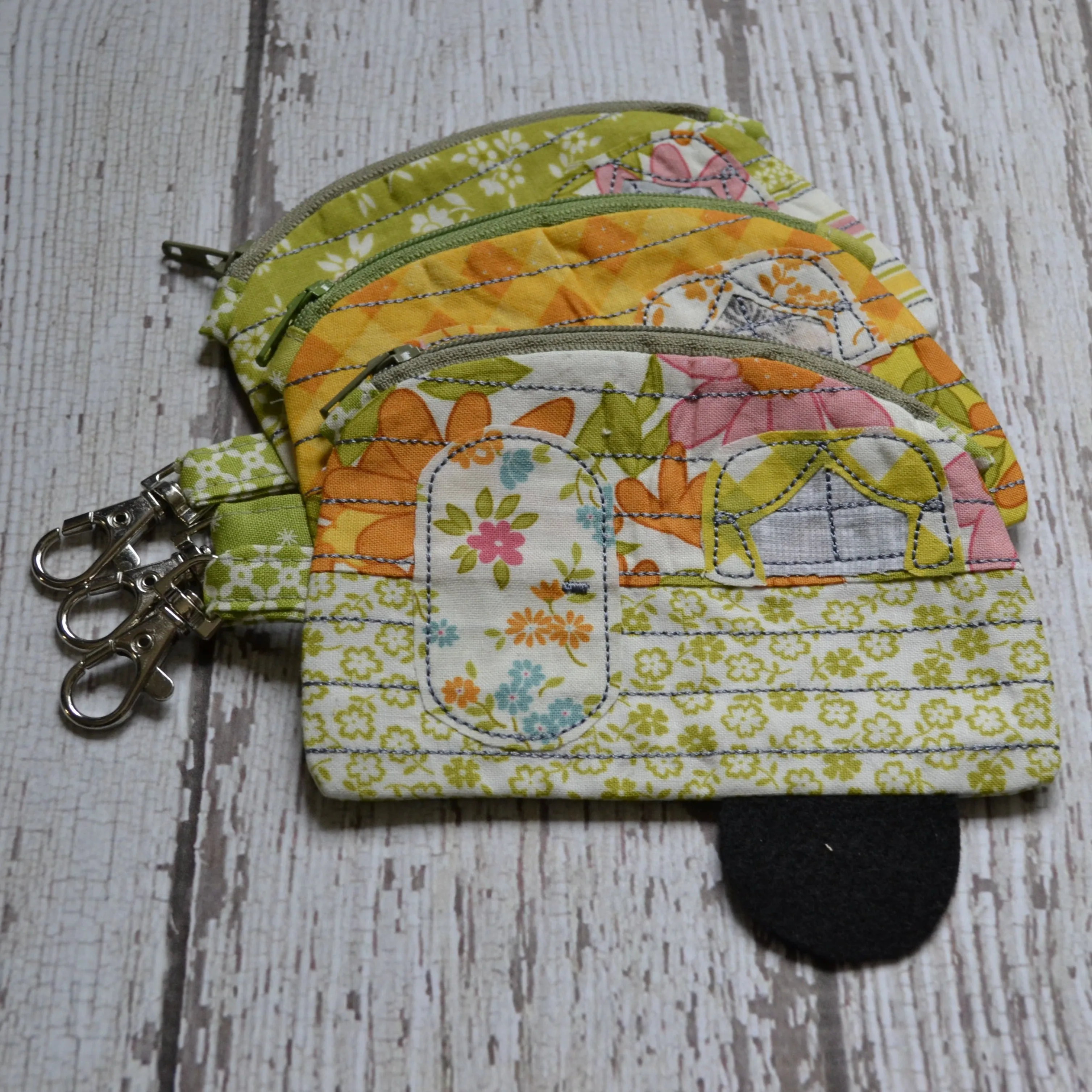 Camper Shaped Coin Purse -Re-Purposed Fabric - Group O - (3)