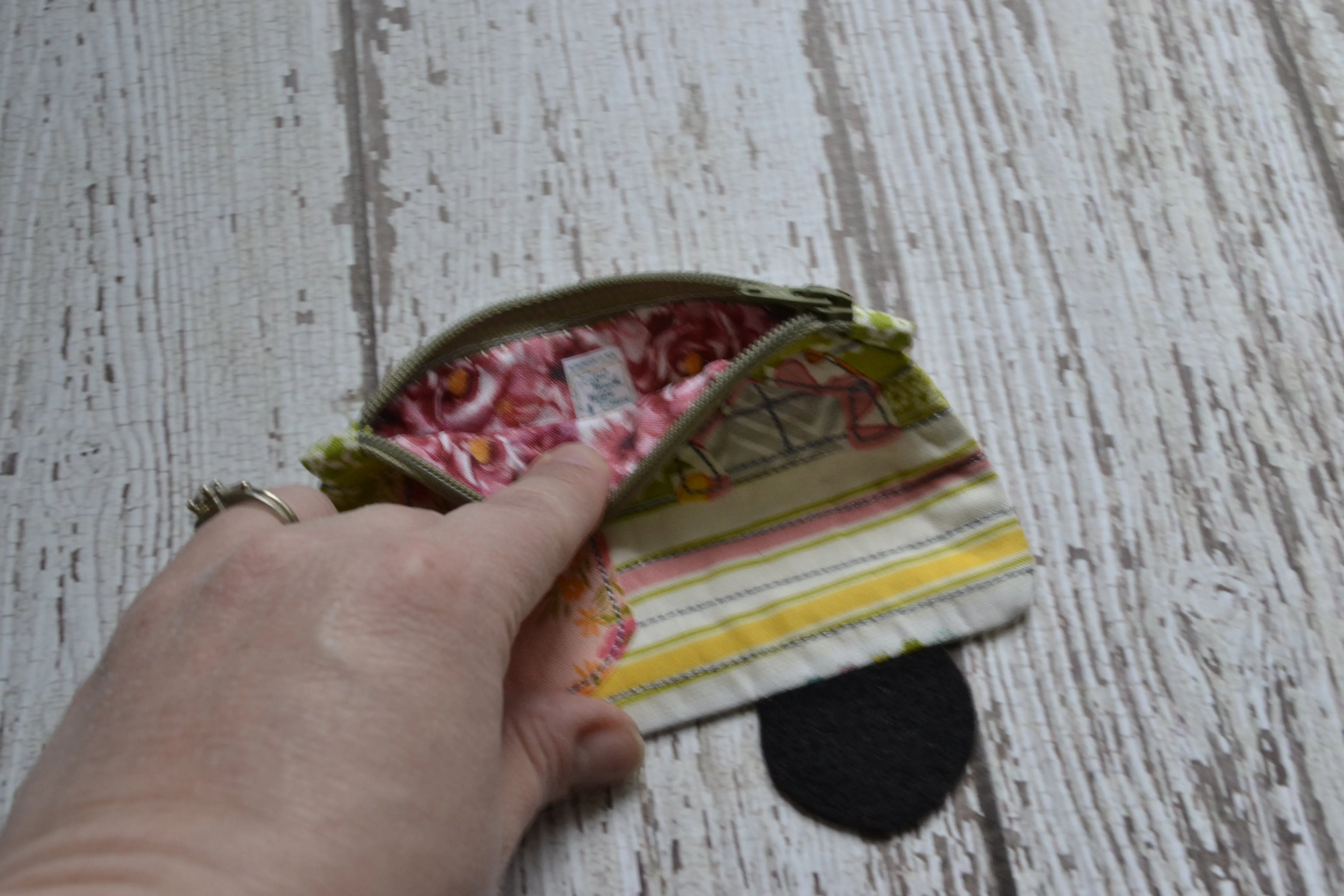 Camper Shaped Coin Purse -Re-Purposed Fabric - Group O - (3)