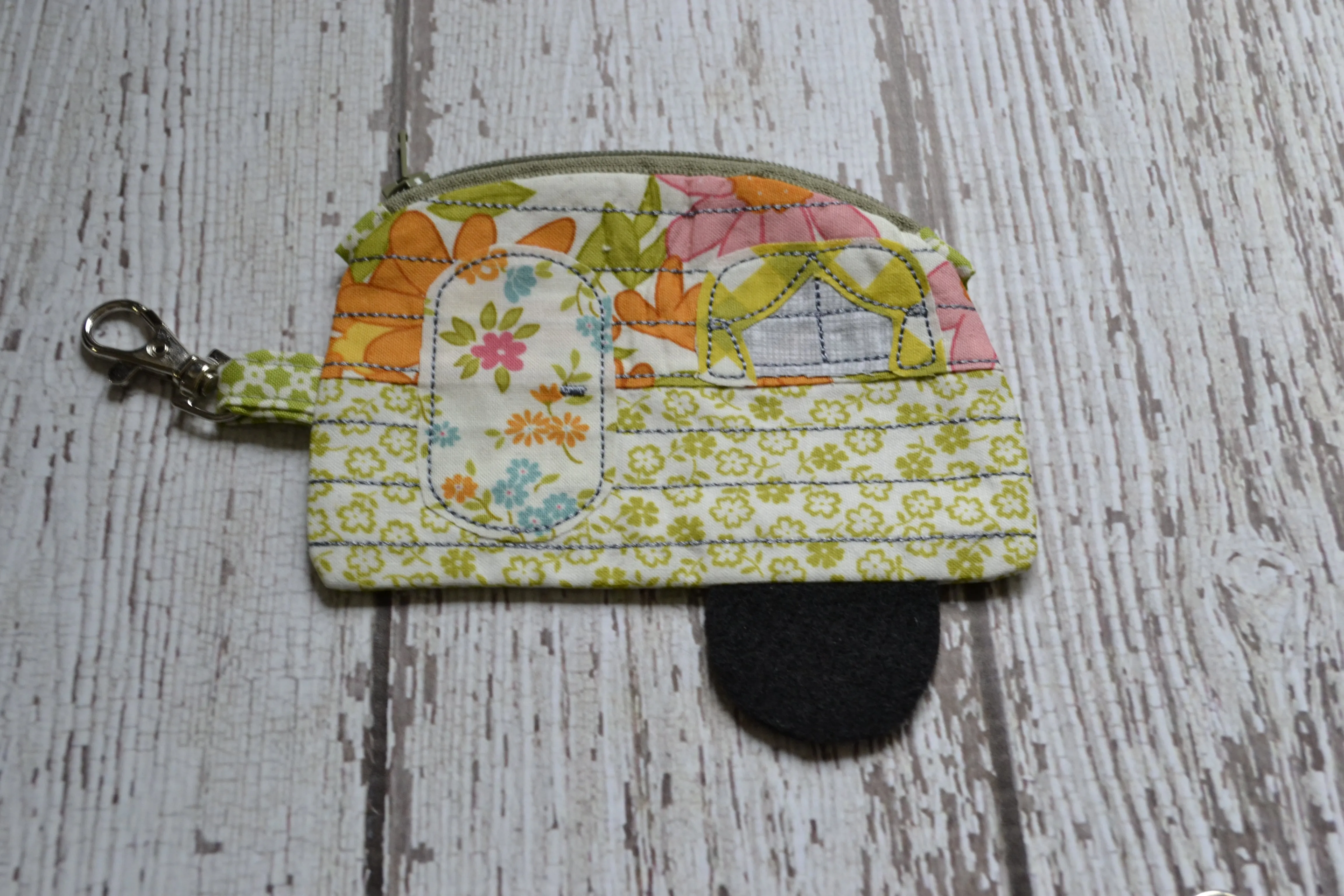 Camper Shaped Coin Purse -Re-Purposed Fabric - Group O - (3)