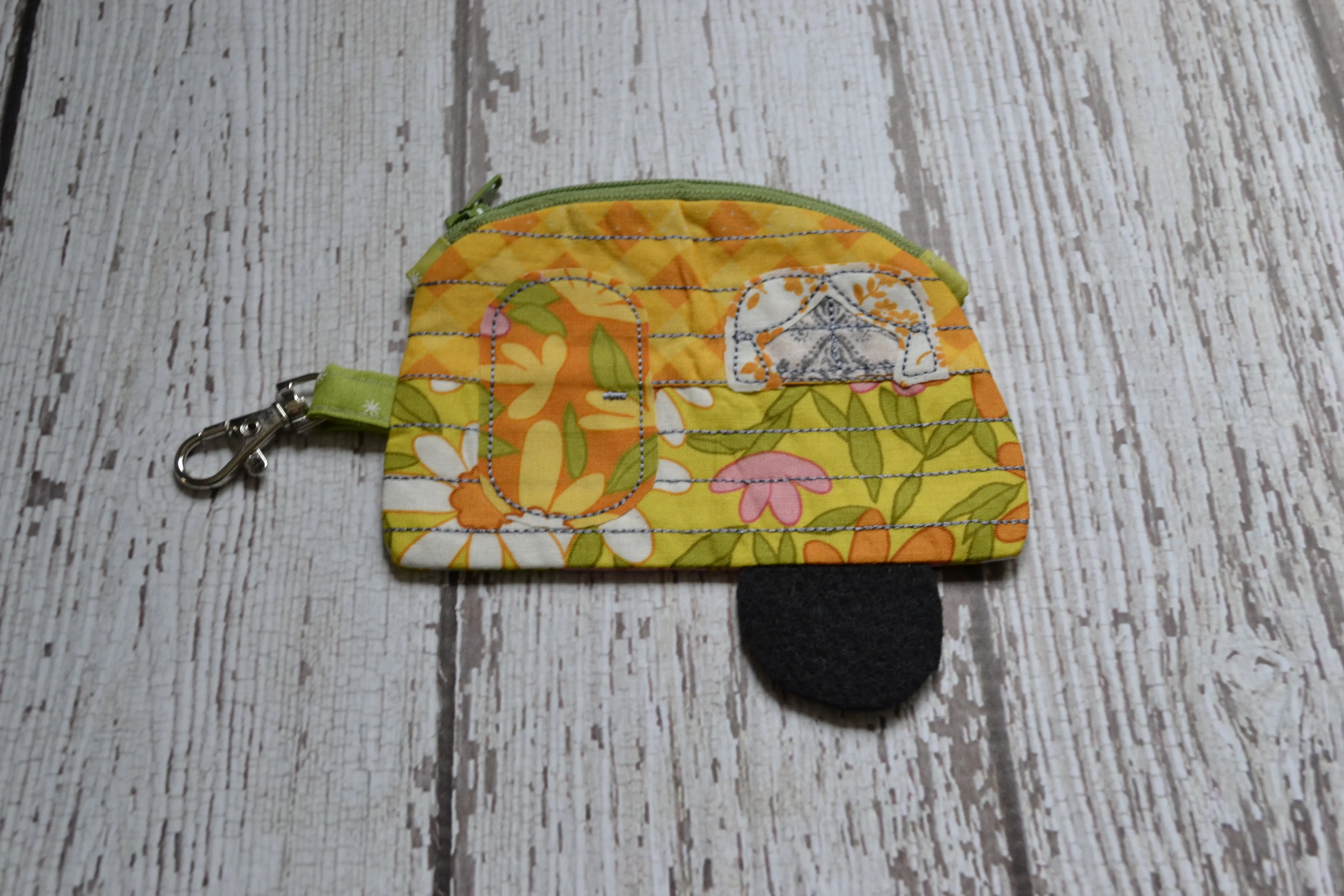 Camper Shaped Coin Purse -Re-Purposed Fabric - Group O - (3)