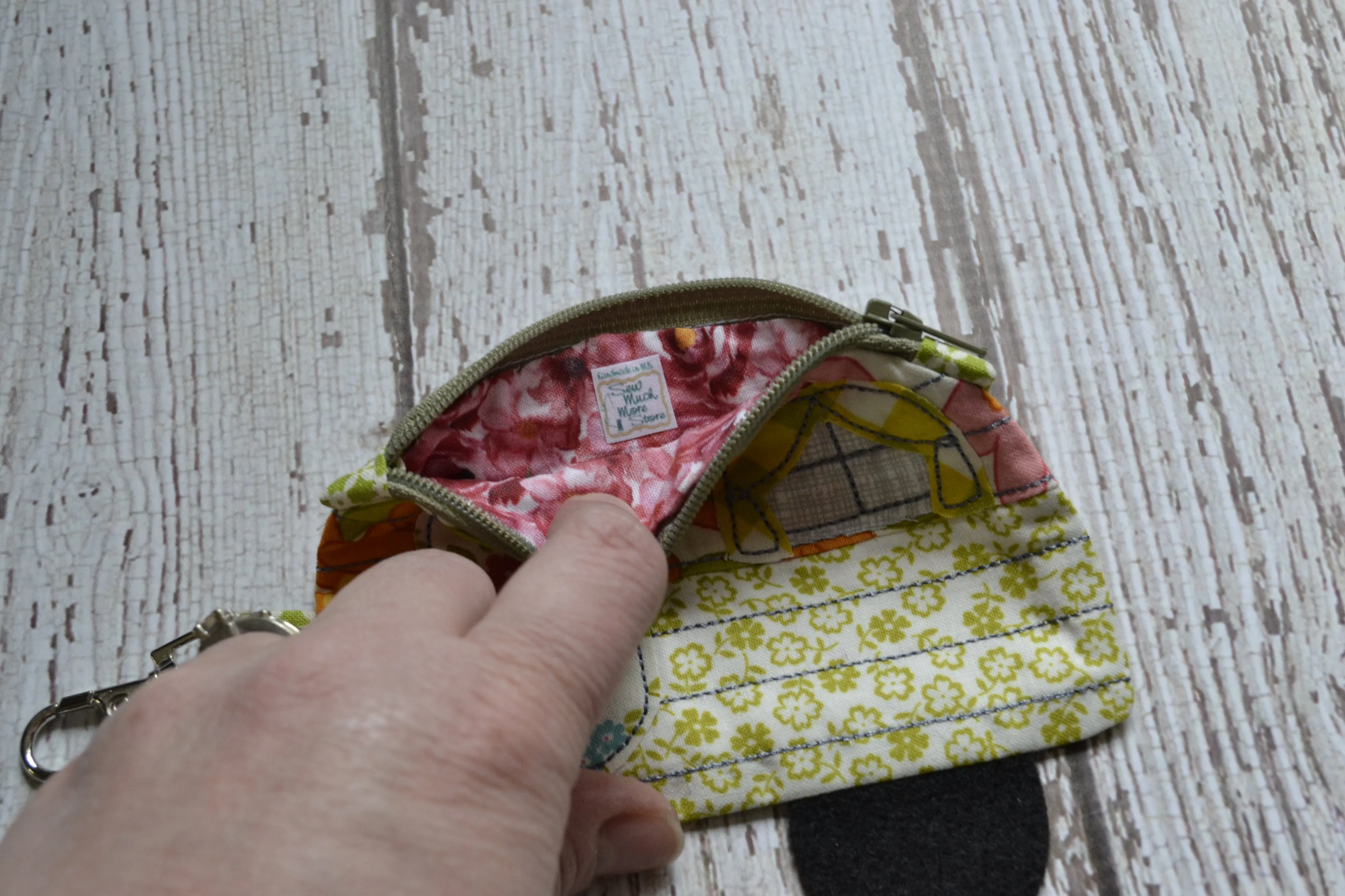 Camper Shaped Coin Purse -Re-Purposed Fabric - Group O - (3)